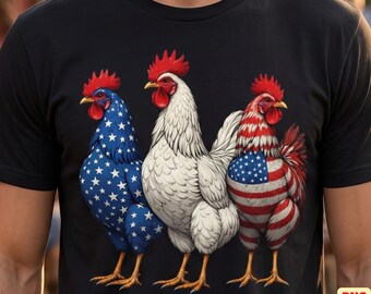 Pollo patriótico 4 de julio PNG, gallo 4 de julio PNG, bandera estadounidense granja PNG, pollo de EE. UU. PNG, Día de la Independencia PNG, animal de moda