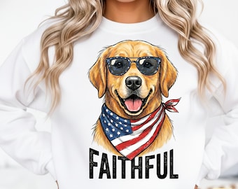 Golden Retriever patriótico PNG, perro del 4 de julio SVG, gráfico de bandana con la bandera estadounidense, sublimación de perro fiel, arte del 250 aniversario de EE. UU.