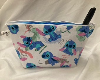 Lilo&stitch blue zip makeup bag gift handbag storage bags fashion handbags new