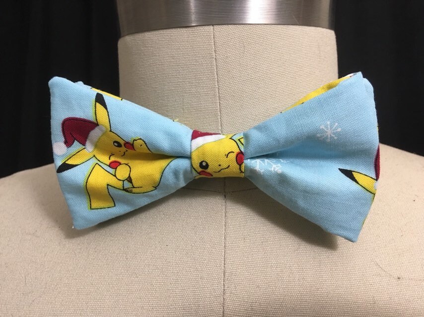 Pikachu Classics Silhouette Gray Silk Bow Tie (One Size-Adult