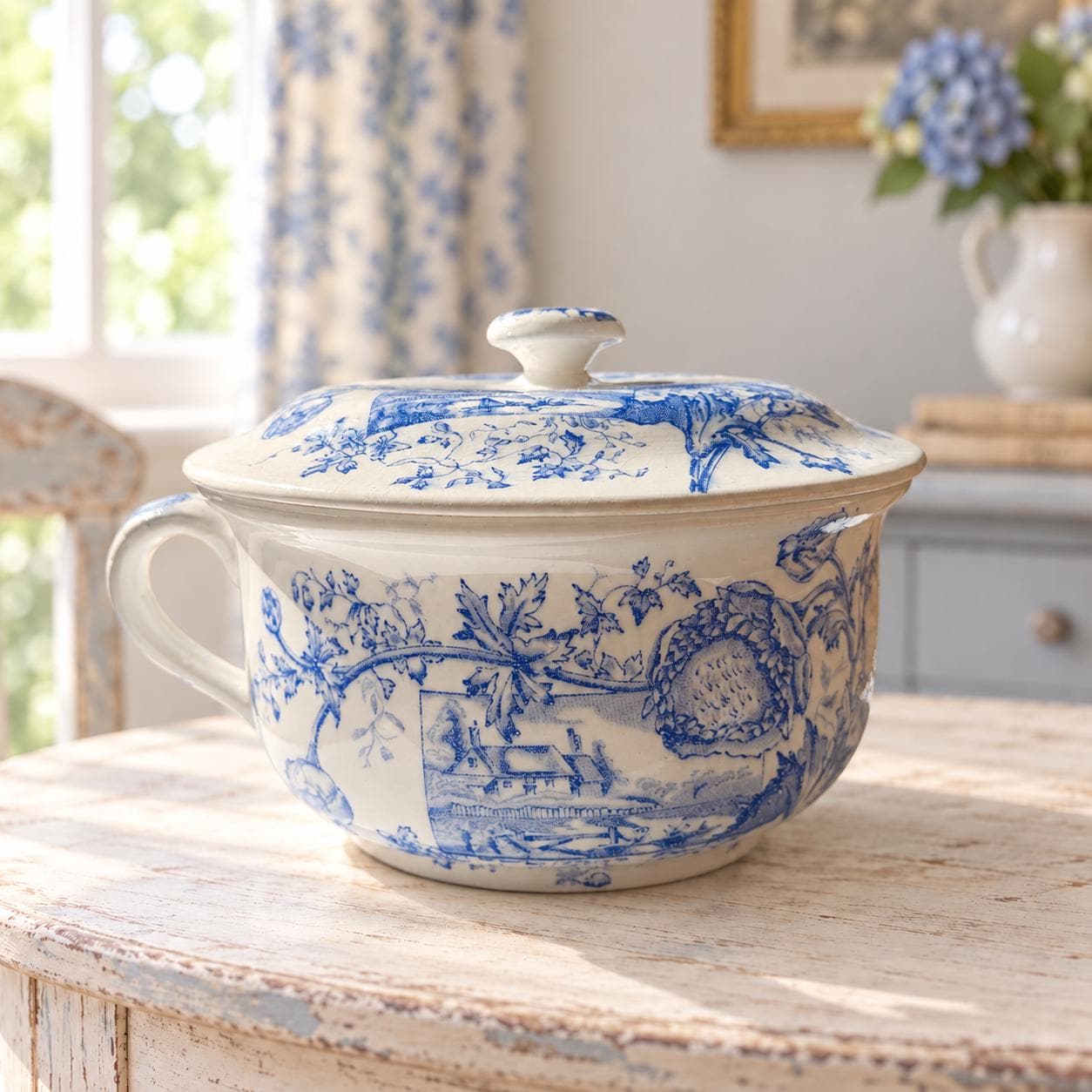 Blue and White Antique Planter - Etsy