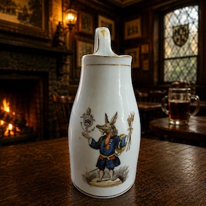 Antyczny wiktoriański dzban porcelanowy Copeland Trusty Servant z ok. 1870 r., pamiątka z Winchester College, William Savage, stan idealny, 5,75 cala