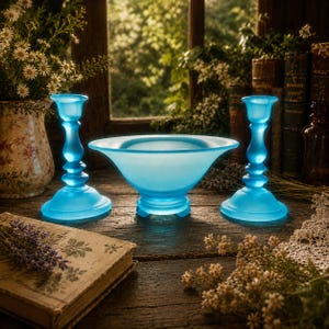 Blue Uranium Glass Candlestick - Etsy