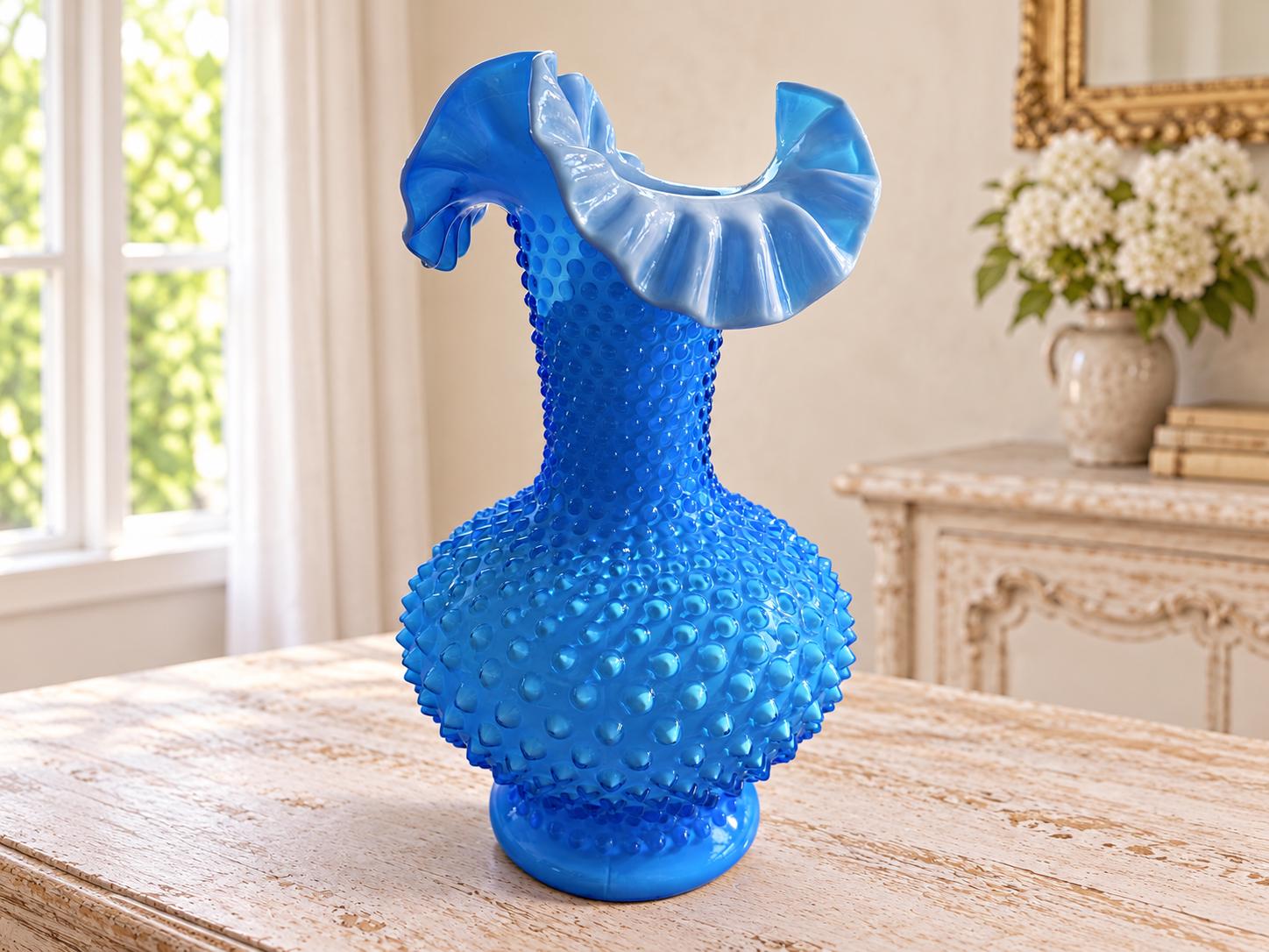 Blue and White Fenton Glass Vase - Etsy - Page 2