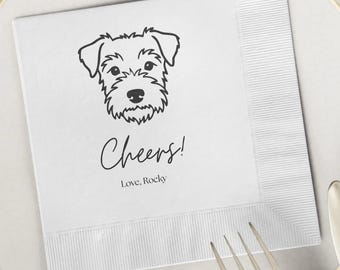 Aangepaste bruiloftservetten huisdierportret, gepersonaliseerd decor hond kat