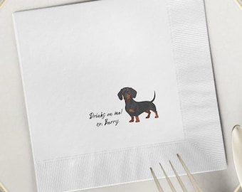 Custom Dachshund Cocktail Napkins | Personalized Wiener Dog Party Decor