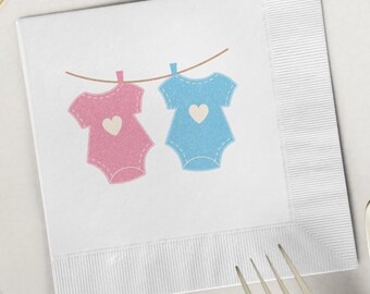 Gender Reveal Cocktail Napkins – Pink Blue Baby Shower Party Supplies