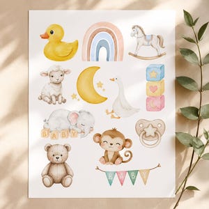 Neutral Baby Shower Onesie Decorating Station Kit – Classic Iron-On Transfers