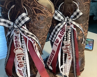 Customizable Boot Bling Bows with Personalized Name Charm