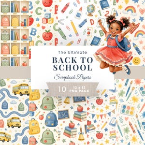 Back to School Watercolor Papers, Cute Classroom Graphics for Teachers, Junk Journal, Scrapbooking, Planners & Invitation Designs
