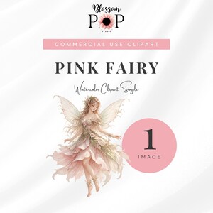 Pink Fairy Watercolor Clipart Single, Cute Pixie Graphics for Digital Planners, Invitations, Scrapbooking & Junk Journal Designs