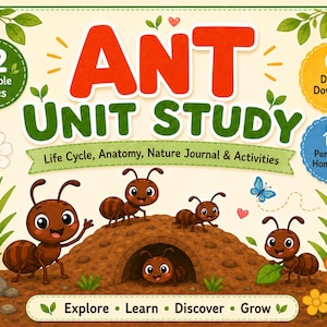 Ant Unit Study Printable, Life Cycle, Anatomy, Nature Journal, Homeschool Science Workbook (Digital Download)