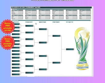 World Cup 2026 Excel spreadsheet Tournament Tracker (PDF Bracket Included), Interactive Checkboxes Football Pool Sheet
