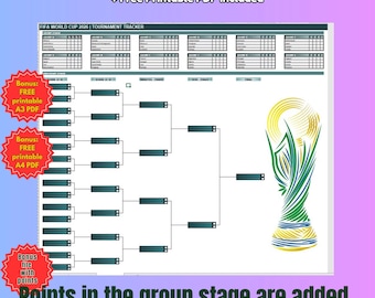 World Cup 2026 Excel spreadsheet Tournament Tracker (PDF Bracket Included), Interactive Checkboxes Football Pool Sheet
