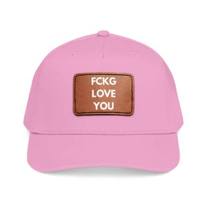 Gorra de béisbol de cuero / Gorra con mensaje "FCKG LOVE YOU"