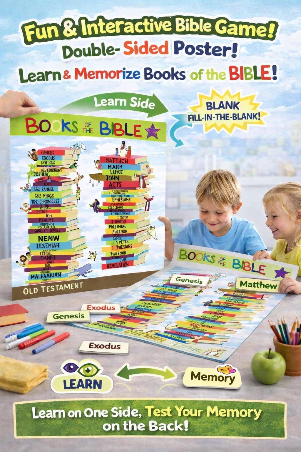 Books of the Bible Wall Chart – Old and New Testament Learning Poster ...