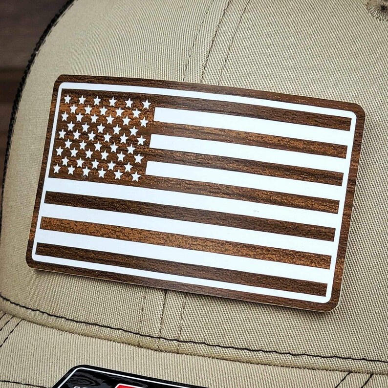 US Flag Walnut Acrylic Classic Trucker Hat image 5