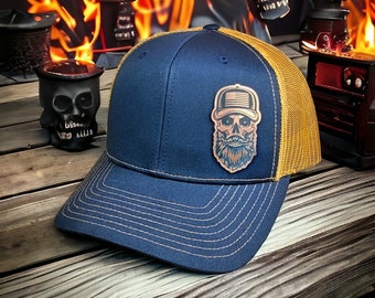 Bearded Skull  | Brushed Copper Acrylic  | Classic Trucker Hat