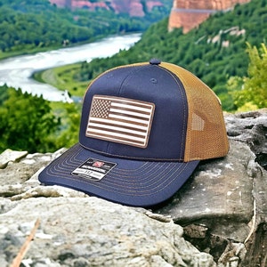 US Flag Walnut Acrylic Classic Trucker Hat image 2