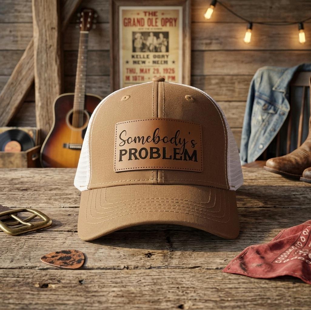 Faux Denim Cowboy Hat with Pink \