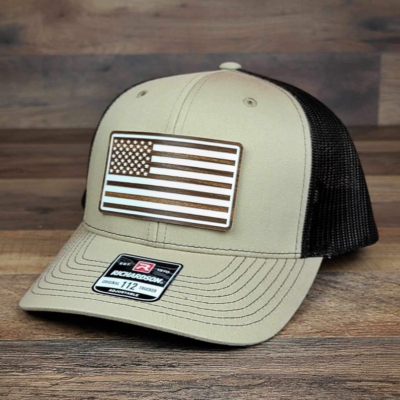 US Flag Walnut Acrylic Classic Trucker Hat image 4