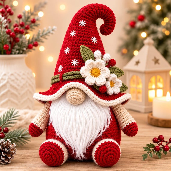 Crochet Gnome Pattern PDF | Woodland Winter Amigurumi Tutorial (Digital Download)