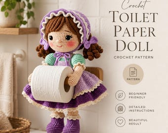 Crochet Doll Toilet Paper Holder Pattern | Amigurumi Bathroom Decor (PDF Download)