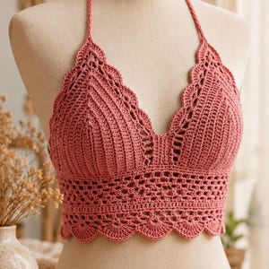 Wzór szydełkowy Boho Bralette, samouczek z halterem, przyjazny dla początkujących (do pobrania w formacie PDF)