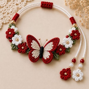 Crochet Butterfly Bracelet Pattern PDF | Floral Beaded Bracelet Tutorial | Digital Download