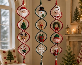 Christmas Spiral Charm Garland Crochet Pattern PDF | Amigurumi Santa Snowman Elf Ornaments | Beginner Friendly