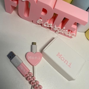 Kit de protección de cables personalizado con caja | Organizador de cargadores | Regalo personalizado