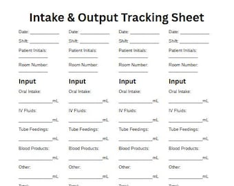 Intake & Output Tracking Sheet | Printable Nursing Template | PDF + Editable Canva Template