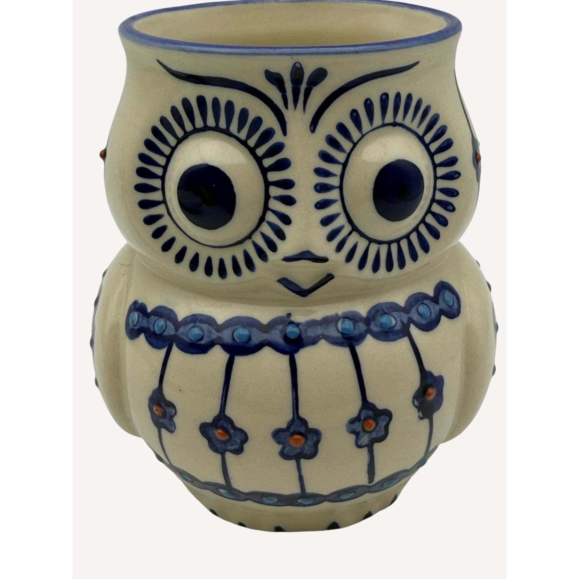 Yokohama Studio Owl Mug 3D Ceramic Coffee Cup Hand-Painted Blue Floral Miyabi