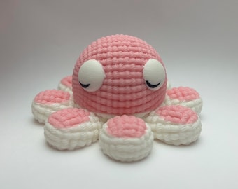 Sleepy Stitch Octopus Desk Buddy | Cute Crochet Style 3D Printed Octopus | Kawaii Desk Decor | Small Gift