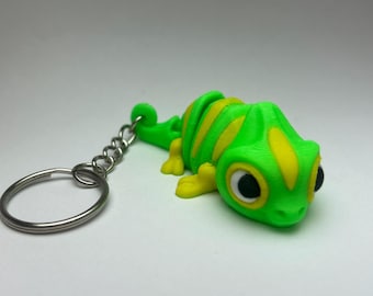 Flexi Chameleon Keychain | Articulated 3D Printed Lizard | Cute Fidget Toy | Reptile Keychain Gift