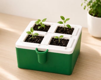 4 Cell Seed Starter Planter | Self Watering Propagation Tray | Mini Herb & Flower Germination Pot | Indoor Gardening Starter Kit
