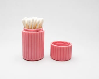 Travel Cotton Swab Holder | 3D Printed Bathroom Organizer | Q-Tip Storage Container | Vanity Decor | Minimalist Desk Organizer
