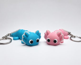 Cute Axolotl Keychain | Articulated 3D Printed Axolotl | Kawaii Backpack Charm | Flexi Animal Keychain | Desk Buddy Gift