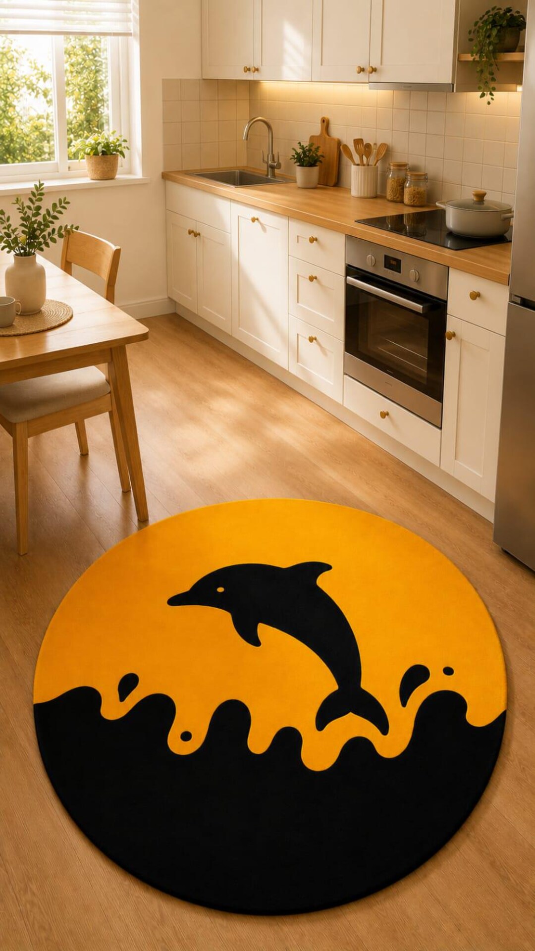 Dolphin Round Area Rug, Kids Room Ocean Theme Rug, Cute Animal Nursery ...