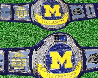 Michigan Wolverines Championship Belt - 11X National Champions - Custom Handcrafted College Football Fan Gift