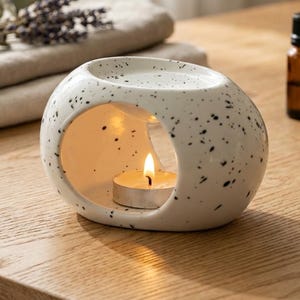 Quemador de aceites esenciales de cerámica, calentador de cera para velas pequeñas, difusor de aromaterapia, decoración minimalista y acogedora para el hogar, ideal para spa, yoga y meditación.