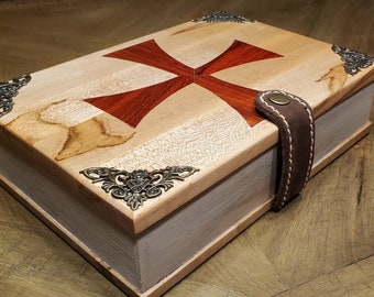 Handcrafted Maple and Padauk Dice Book and Tower - "A Cleric-al Error"