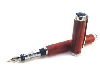 Bloodwood Fountain Pen with Chrome Accents