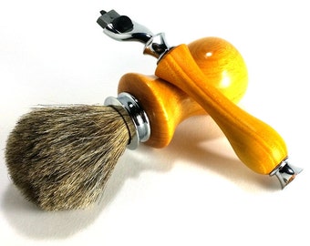 Orange Osage Shaving Set with Chrome Finish for Mach 3 Style Razors