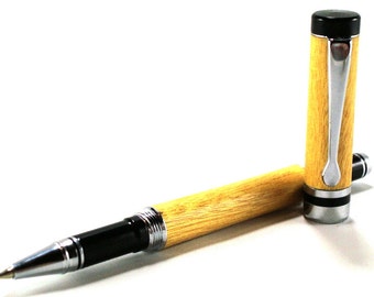 Pau Amarillo Wooden Pen with Chrome Accents