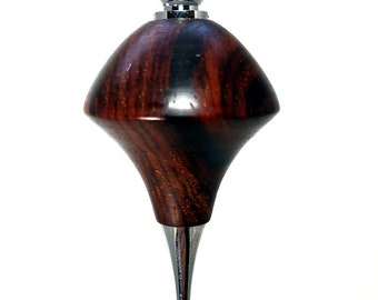 Cocobolo Turned Wooden Ornament with Chrome Accents