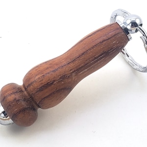 Bubinga Wooden Keychain with Chrome Accents