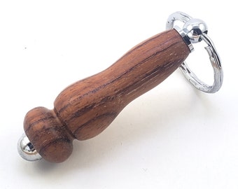 Bubinga Wooden Keychain with Chrome Accents