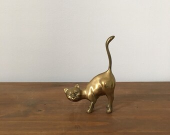 mid century hollywood regency brass cat