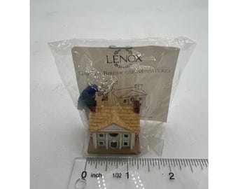 Casetta per uccelli vintage Lenox, miniatura per passero indaco, uccello blu, Mansion Audubon Birds